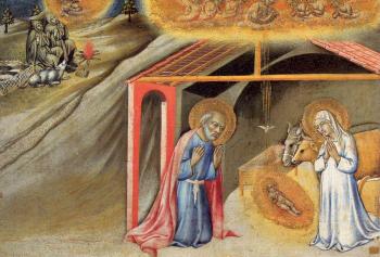 Sano Di Pietro : The Nativity and the Annunciation to the Shepherds